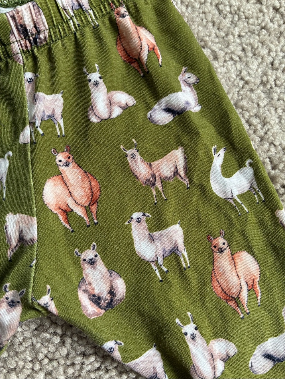 Little & Lively 🇨🇦 Bamboo Olive Green Llama leggings (6-9 Months) Made in Canada - Picture 4 of 5